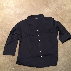 Lands End Black Button Down Shirt New Cotton